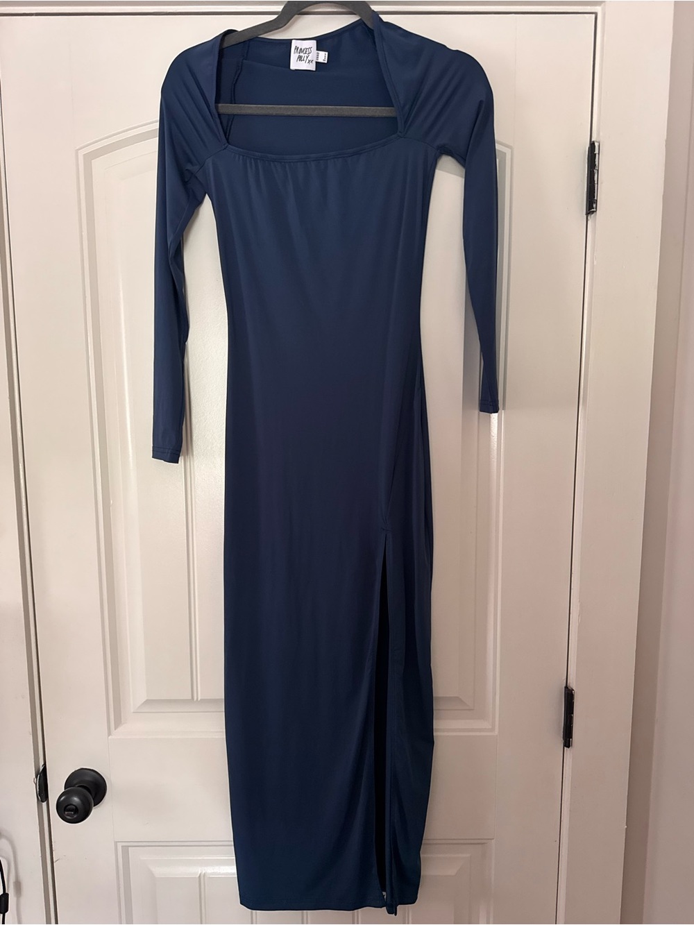 Princess Polly Navy Square Neck Long Sleeve Maxi Dress